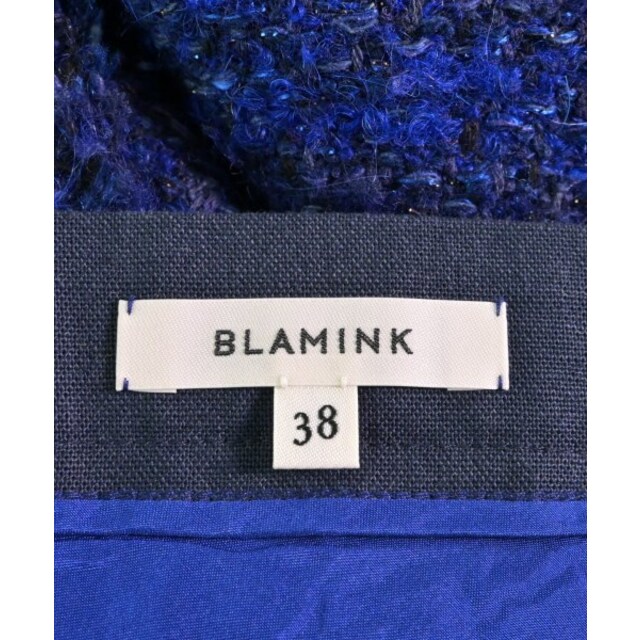 BLAMINK ブラミンク ひざ丈スカート 38(M位) 紺x青(ツイード) 2