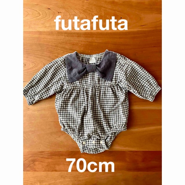 futafuta(フタフタ)のバースデイ　futafuta ロンパース　ギンガムチェック　70cm キッズ/ベビー/マタニティのベビー服(~85cm)(ロンパース)の商品写真