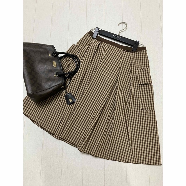 美品 foxey new york スカート チェック フォクシー 雑誌で紹介された