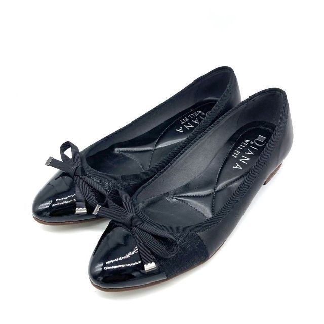 DIANA(ダイアナ)の✨極美品✨ダイアナ 22.5cm レザー エナメル ブラック リボン レディースの靴/シューズ(ハイヒール/パンプス)の商品写真