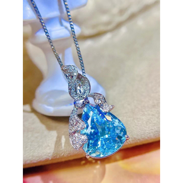 天然アクアマリン ダイヤ ペンダントトップ7.8ct k18 ¥ | www