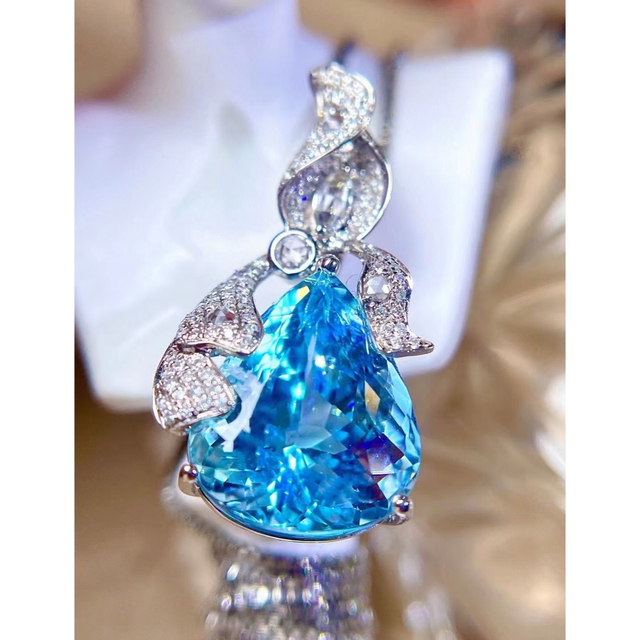 天然アクアマリン ダイヤ ペンダントトップ7.8ct k18 ¥ | www