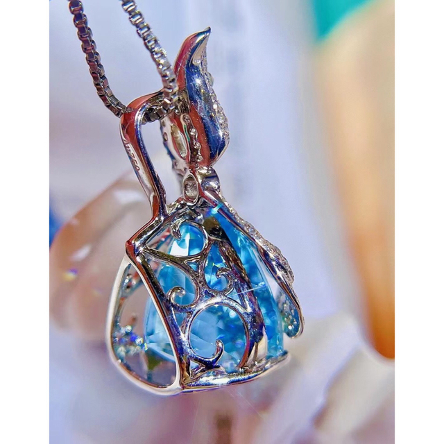 天然アクアマリン ダイヤ ペンダントトップ7.8ct k18 ¥ | www