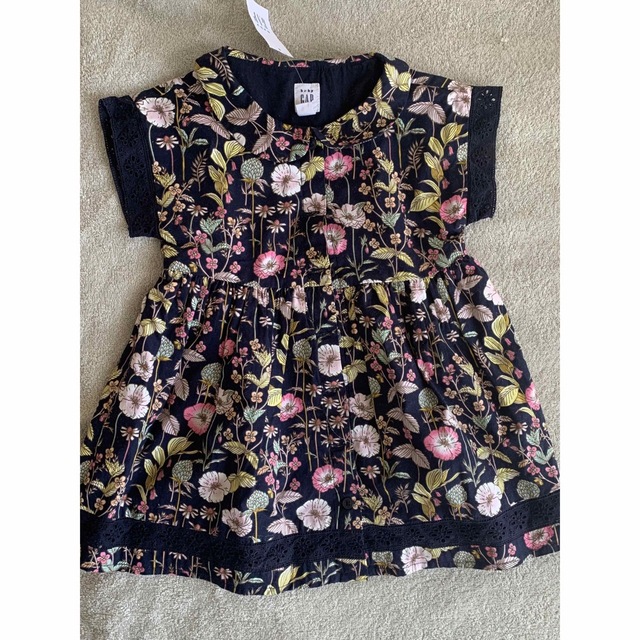 95cm 花柄ワンピース　レース　 ボタニカル 綿100 キッズ/ベビー/マタニティのキッズ服女の子用(90cm~)(ワンピース)の商品写真