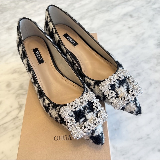 OHGA オーガ TWEED BIJOU PUMPS ツイードビジューパンプス 2022特集