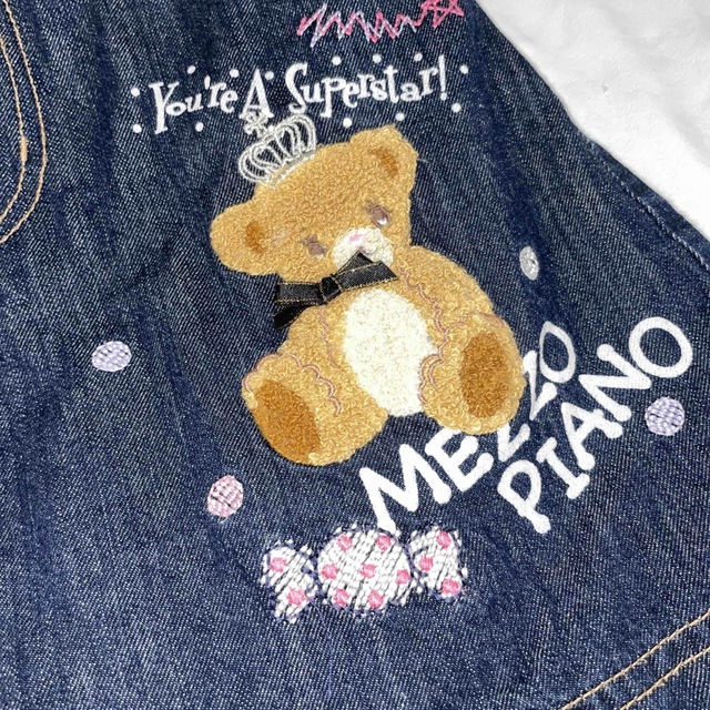 mezzo piano(メゾピアノ)の【中古】メゾピアノ   クマさんデニムスカート　130 キッズ/ベビー/マタニティのキッズ服女の子用(90cm~)(スカート)の商品写真