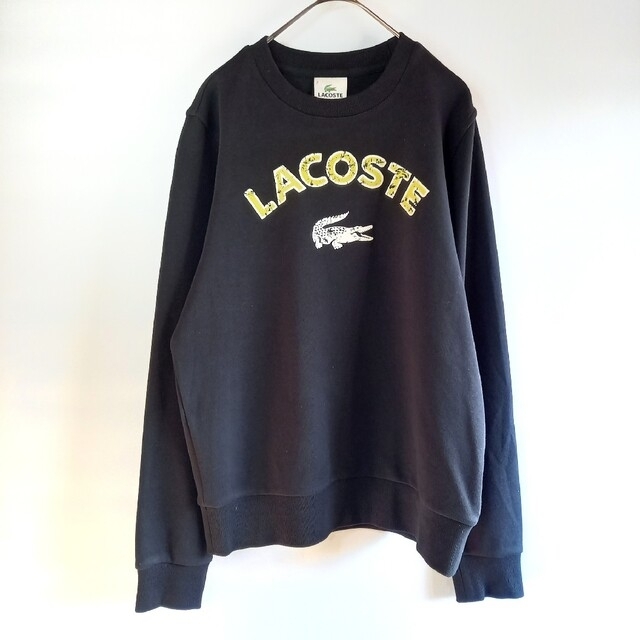 LACOSTE(ラコステ)のラコステ　クルーネック　スウェット　トレーナー　ビッグロゴ　ファブリカ製　黒　2 レディースのトップス(トレーナー/スウェット)の商品写真