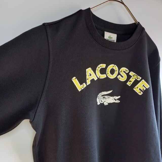 LACOSTE(ラコステ)のラコステ　クルーネック　スウェット　トレーナー　ビッグロゴ　ファブリカ製　黒　2 レディースのトップス(トレーナー/スウェット)の商品写真