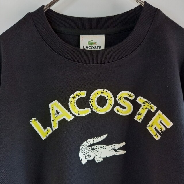 LACOSTE(ラコステ)のラコステ　クルーネック　スウェット　トレーナー　ビッグロゴ　ファブリカ製　黒　2 レディースのトップス(トレーナー/スウェット)の商品写真