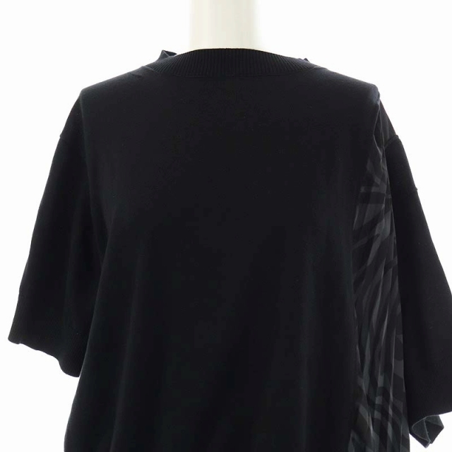 sacai(サカイ)のサカイ プリーツドッキング ショートスリーブニット カットソー 半袖 3 黒 レディースのトップス(ニット/セーター)の商品写真