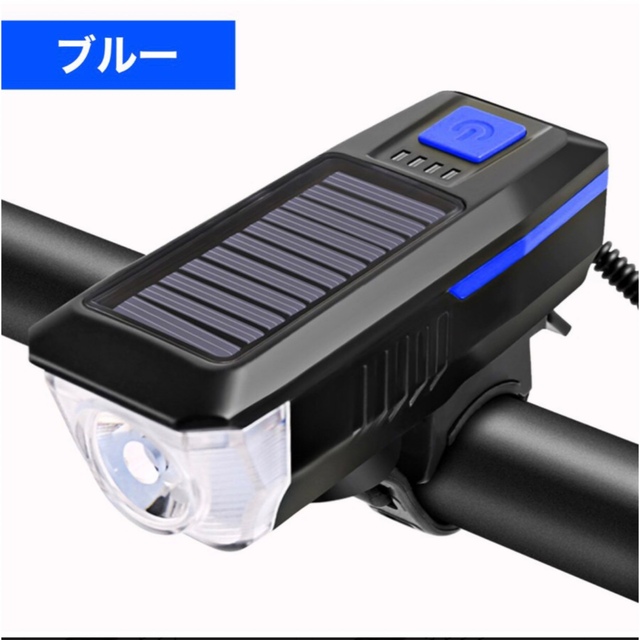 自転車 ライト led 充電式明るいusb ヘッドライトソーラー充電防水残量表示 スポーツ/アウトドアの自転車(その他)の商品写真