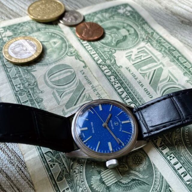 【スモールサイズ】ファーブルルーバ メンズ腕時計 ブルー 手巻き ヴィンテージ