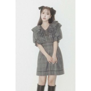 スナイデル(SNIDEL)のMISTREASS  Plaid Frill Mini Dress グレー(ミニワンピース)