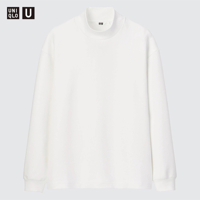 UNIQLO(ユニクロ)の【美品】ユニクロユー　モックネックプルオーバー（長袖） WHITE ホワイト メンズのトップス(Tシャツ/カットソー(七分/長袖))の商品写真