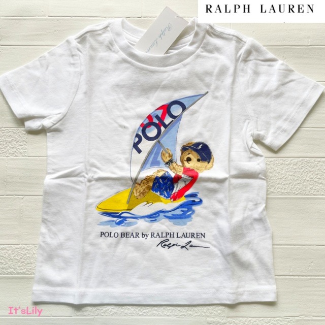 Ralph Lauren(ラルフローレン)の24m90cm   ラルフローレン  半袖　サーフィンベア　白　親子　兄弟 キッズ/ベビー/マタニティのキッズ服男の子用(90cm~)(Tシャツ/カットソー)の商品写真