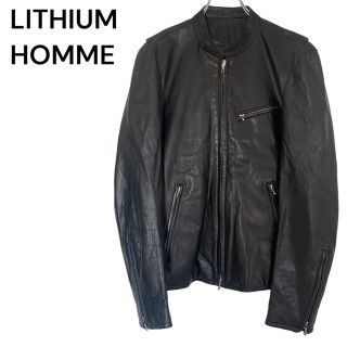 ☆09AW 美品 LITHIUM HOMME シングル レザー ライダース 46-