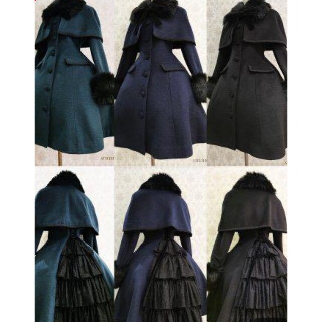 【よね。様専用】ATELIER PIERROT  コート BLACK レディースのジャケット/アウター(ロングコート)の商品写真