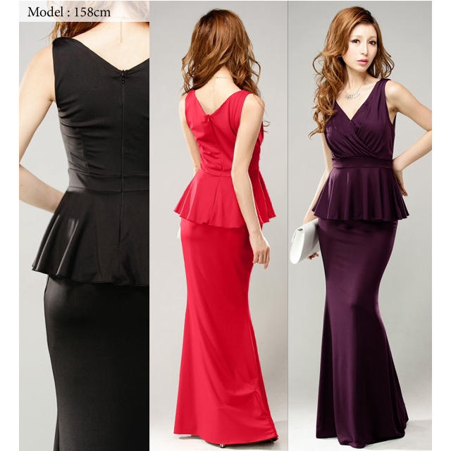 dazzy store(デイジーストア)のドレスライン 2ピース ペプラムマーメイドドレス ロングドレス レディースのフォーマル/ドレス(ナイトドレス)の商品写真