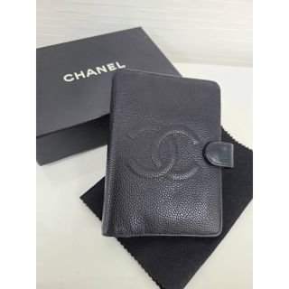 シャネル(CHANEL)のCHANEL シャネル キャビアスキン ココマーク ブラック 黒 手帳カバー(その他)