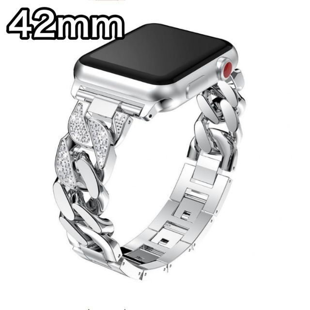Apple Watch アップル　チェーンバンド シルバー ダイヤ 42mm