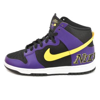 ナイキ(NIKE)のNIKE ナイキ DUNK HIGH PRM EMB COURT PURPLE LAKERS DH0642-001 ダンクハイ プレミアム コートパープル レイカーズ ハイカットスニーカー ブラック/パープル US10/28.0cm(スニーカー)