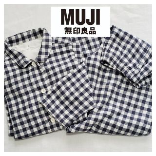 ムジルシリョウヒン(MUJI (無印良品))の無印良品 パジャマ  ネイビー×ホワイト 定番ギンガムチェック M レディース❤(パジャマ)