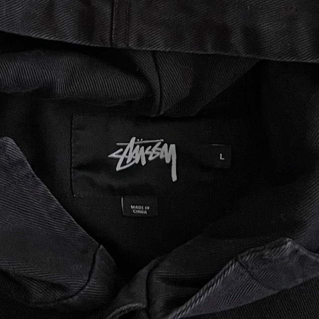 STUSSY(ステューシー)のL ステューシー デニム ミリタリーロングパーカー ジャケット コート ブラック メンズのジャケット/アウター(ミリタリージャケット)の商品写真