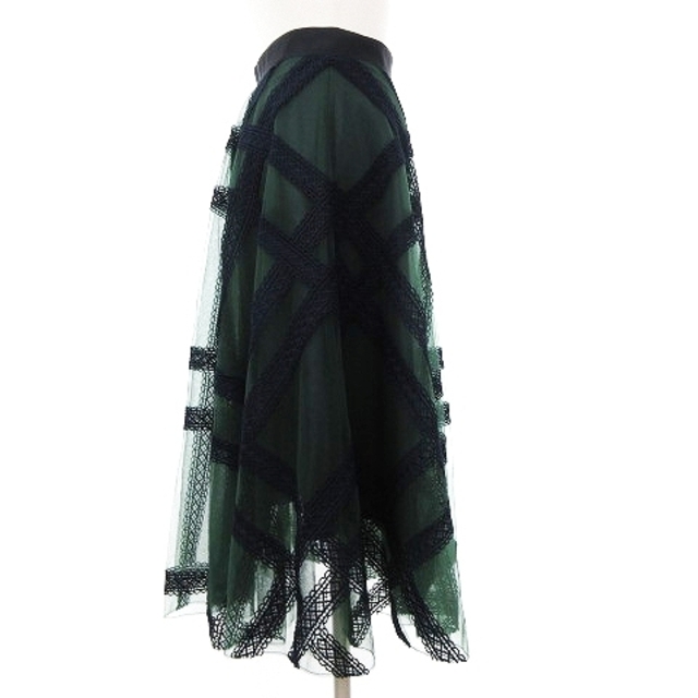 SNIDEL(スナイデル)のスナイデル 20AW レースフレアスカート ひざ丈 刺繍 緑 0 S位 レディースのスカート(その他)の商品写真