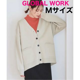 グローバルワーク(GLOBAL WORK)のGLOBAL WORK リッチライトニットVカーディガン グレージュ M(カーディガン)