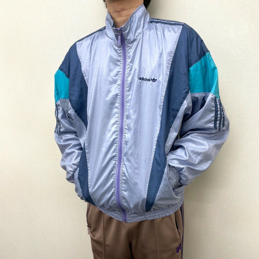 90s adidas アディダス ナイロン ジャケット トレフォイル 黒 送料込