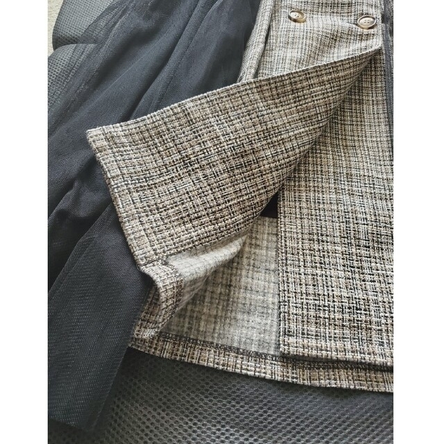 MIIA(ミーア)の12/5終了 MIIA ツイード×チュール トレンチ風ロングスカート レディースのスカート(ロングスカート)の商品写真