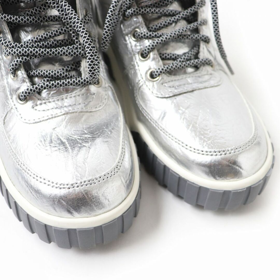未使用品☆DIESEL ディーゼル S-RUA MID W サイドジップ レースアップ ハイカット スニーカー シルバー 23cm レディース 箱付き J09-st30309-06