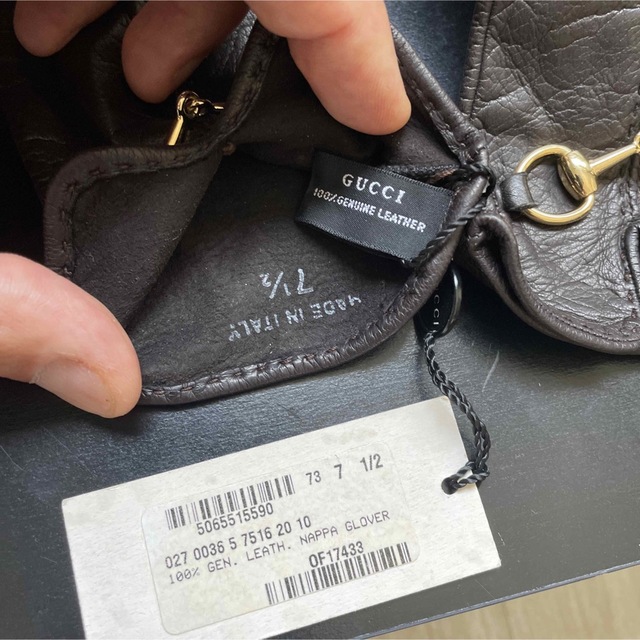 GUCCIグッチ ホースビット付きレザーグローブ7 1/2 タグ付き、未使用