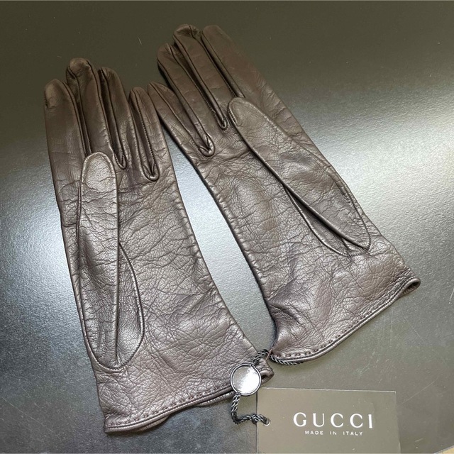 Gucci(グッチ)のGUCCIグッチ　ホースビット付きレザーグローブ7 1/2 タグ付き、未使用 レディースのファッション小物(手袋)の商品写真