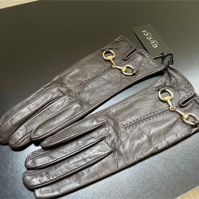 GUCCIグッチ ホースビット付きレザーグローブ7 1/2 タグ付き、未使用