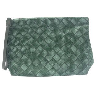 ボッテガヴェネタ(Bottega Veneta)のボッテガヴェネタ BOTTEGA VENETA ポーチ ストラップ付 総柄 イントレチャート カバン セカンドバッグ クラッチバッグ キャンバス グリーン(クラッチバッグ)