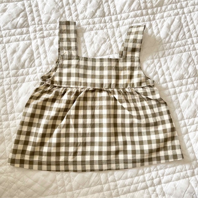 こども ビームス(コドモビームス)の【B品お得　タグ有】Dolce Top Olive Gingham 2-3y キッズ/ベビー/マタニティのベビー服(~85cm)(タンクトップ/キャミソール)の商品写真