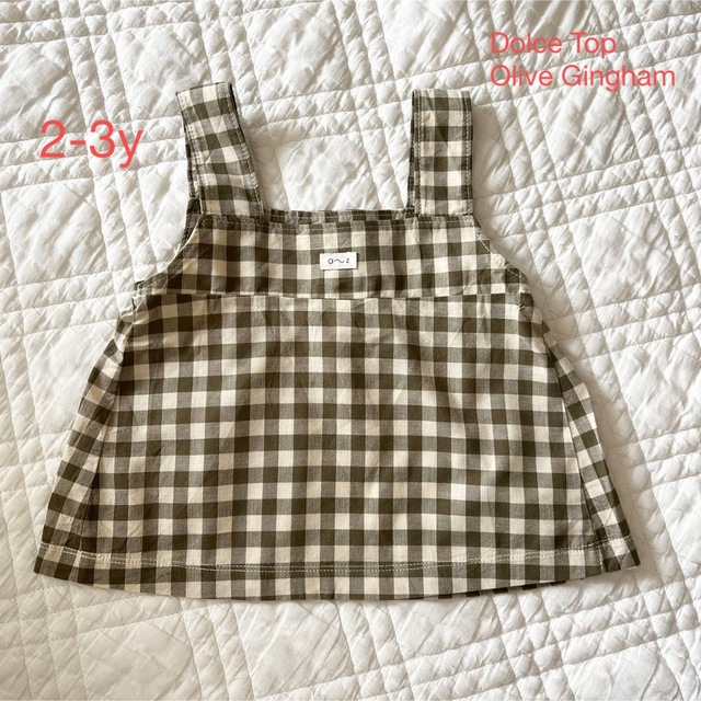 【B品お得　タグ有】Dolce Top Olive Gingham 2-3y