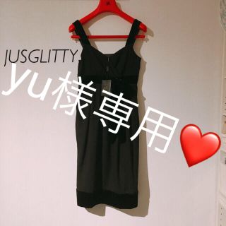 ジャスグリッティー(JUSGLITTY)の新品未使用❤️JUSGLITTYベロアリボンシルクワンピーズ(ミディアムドレス)