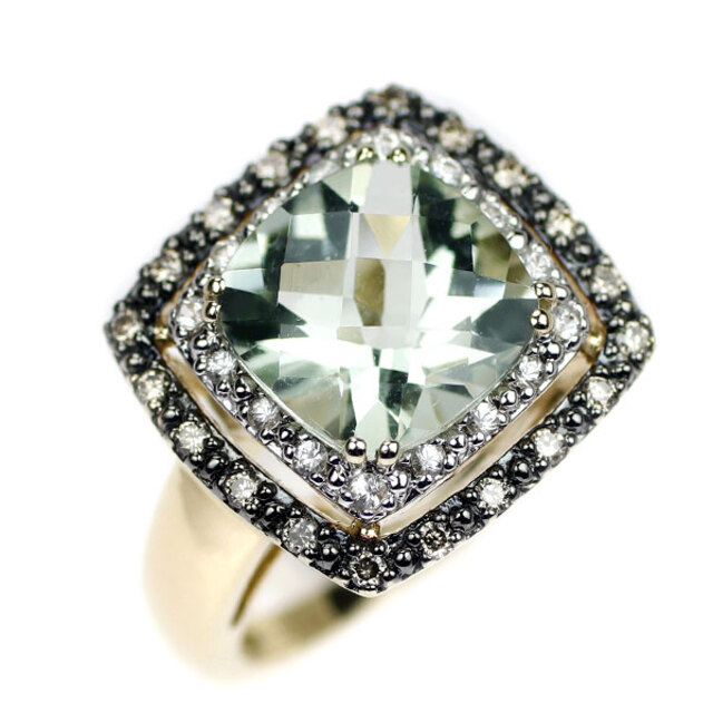 K14WG/ K14YG グリーンクオーツ ダイヤモンド ホワイトクオーツ リング レディースのアクセサリー(リング(指輪))の商品写真