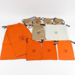 エルメス(Hermes)の極美品 HERMES エルメス 巾着　小物用　ダストバッグ　靴用　くつ用　13点　セット　まとめ売り　サイズ色々　保存袋 その他小物 コットン オレンジ×ナチュラル【中古】(その他)