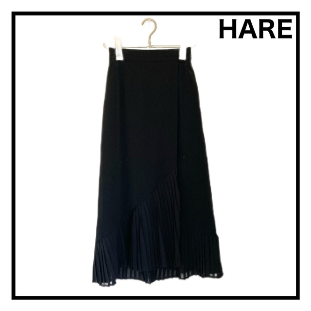 【HARE】　ハレ　マーメイド風　プリーツスカート　フレア　ブラック　レディース
