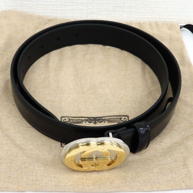 Gucci - 超美品 未使用品 GUCCI グッチ レザーベルト ダブルGロゴ