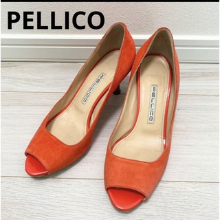 ペリーコ(PELLICO)のPELLICO ペリーコ パンプス　イタリア製　ベロア　オレンジ　23.0(ハイヒール/パンプス)