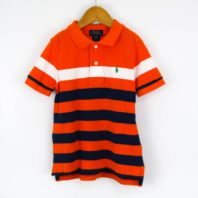 POLO RALPH LAUREN(ポロラルフローレン)のポロ・ラルフローレン 半袖ポロシャツ ボーダー 胸元マーク トップス キッズ 男の子用 4T 110/56サイズ オレンジ POLO RALPH LAUREN キッズ/ベビー/マタニティのキッズ服男の子用(90cm~)(Tシャツ/カットソー)の商品写真