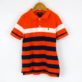 ポロラルフローレン(POLO RALPH LAUREN)のポロ・ラルフローレン 半袖ポロシャツ ボーダー 胸元マーク トップス キッズ 男の子用 4T 110/56サイズ オレンジ POLO RALPH LAUREN(Tシャツ/カットソー)