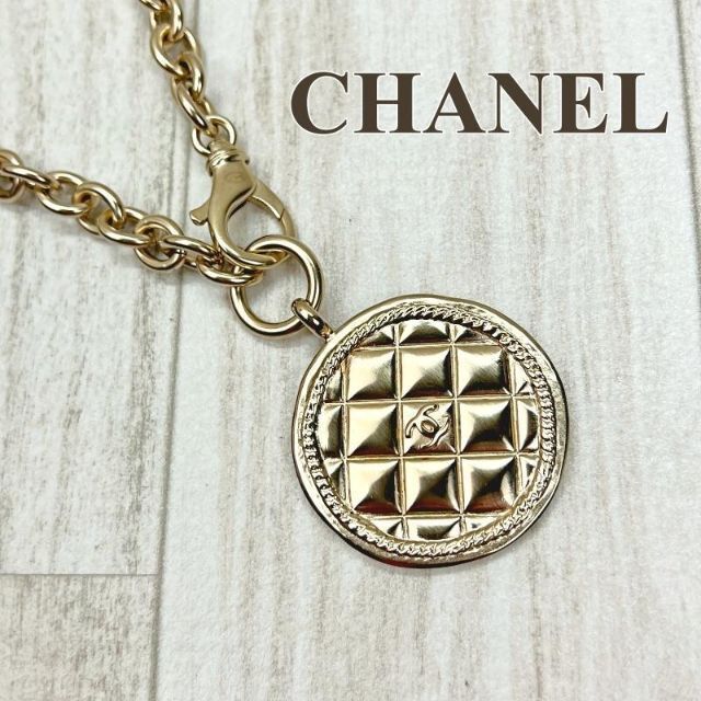 シャネル CHANEL ネックレス マトラッセ ココマーク プレート ゴールド