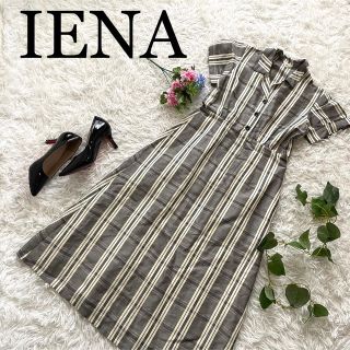 イエナ(IENA)のリネン♪イエナ/半袖チェックワンピース　ロング　麻(ロングワンピース/マキシワンピース)