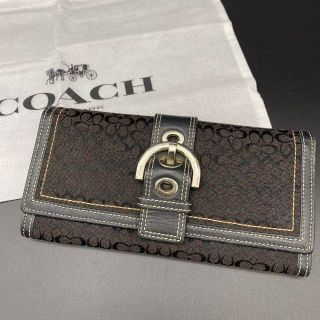 コーチ(COACH)の【美品】 coach コーチ　ベルトライン　シグネチャー　長財布　小銭入れ　財布(財布)