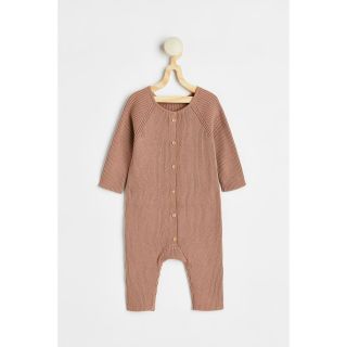 エイチアンドエム(H&M)の一回着用　H&M baby くすみカラー　ピンク　ニットロンパース(ロンパース)